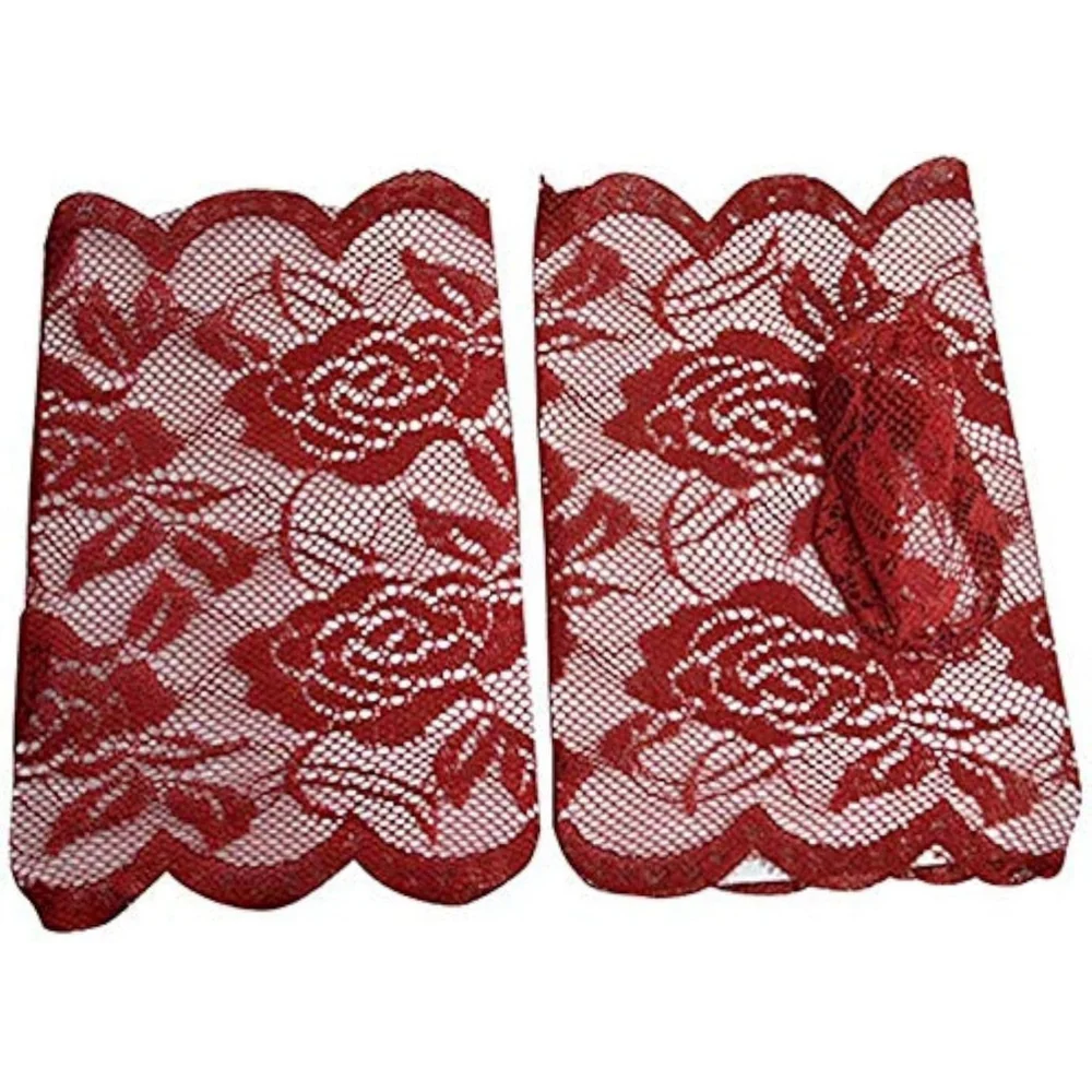 Laced Fingerless Gloves In Dark Red